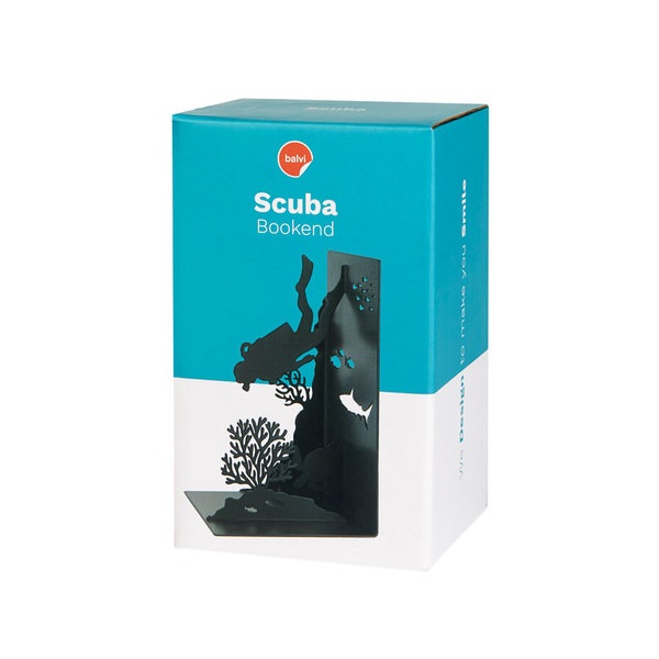 Balvi Sujetalibros Scuba Color negro Buzo en las profundidades del océano Metal