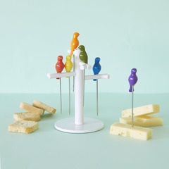 alvi Tenedor aperitivo Birdies Con 6 tenedores o palillos metálicos Con forma de pajarito Con base e