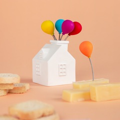 alvi Tenedor aperitivo House Balloon Color blanco Tenedores de acero inoxidable Para postres y aperi
