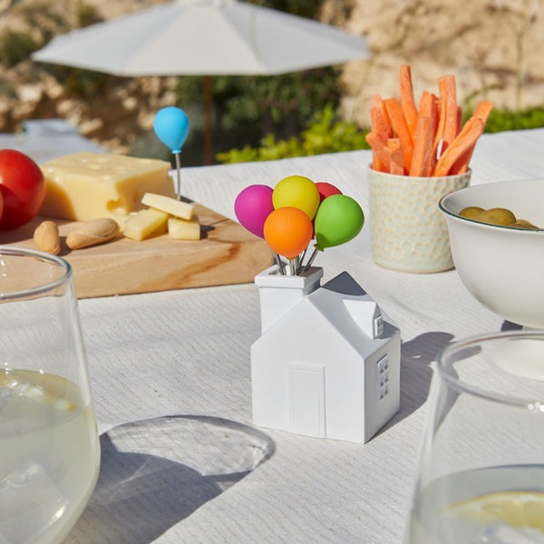 alvi Tenedor aperitivo House Balloon Color blanco Tenedores de acero inoxidable Para postres y aperi