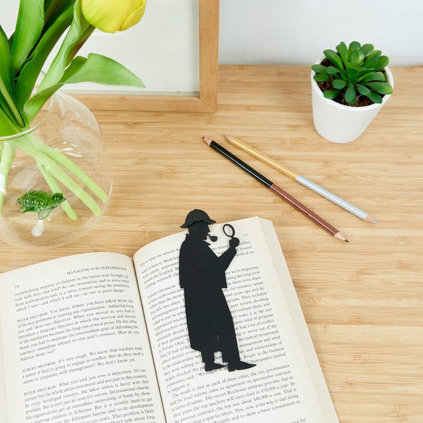 alvi Marcapáginas Sherlock Color negro Inspirado en la Famosa Novela Sherlock Holmes Divertido Regal