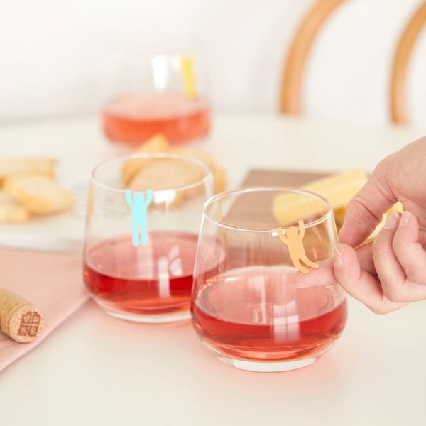 alvi Marca copas Sticky Men Color surtido Marcadores para Diferenciar Copas de Vino Figuras de Hombr