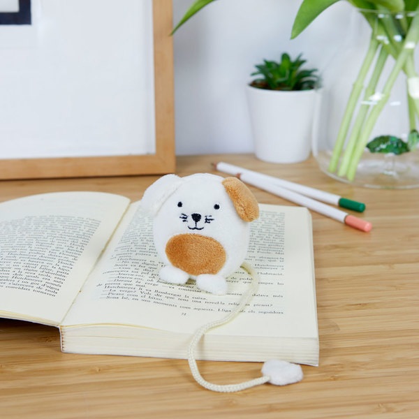 Balvi Marcapáginas Woof Color blanco Divertido punto de libro en forma de perro Poliéster