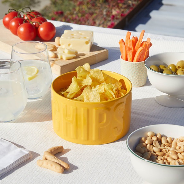 Balvi Snack tray Chips Yellow colour An original and stylish bowl 1L Ceramic 8,5x15x15 cm