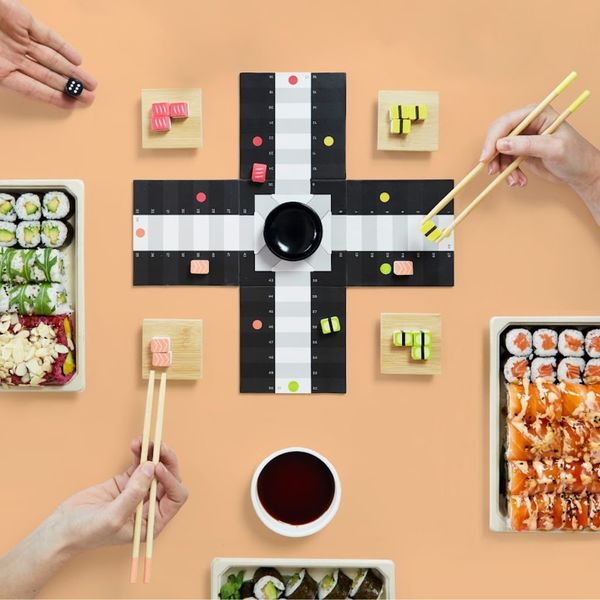 alvi Juego de mesa parchís Ludoshi Clásico juego de Ludo con diseño original inspirado en sushi Made