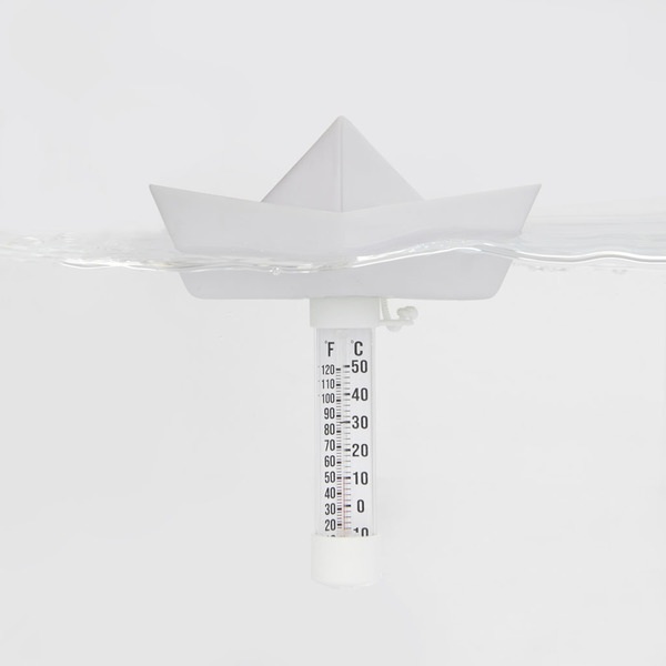 Balvi Termómetro piscina Paper Boat Color Blanco Barco flotante de origami Plástico 15x16 cm