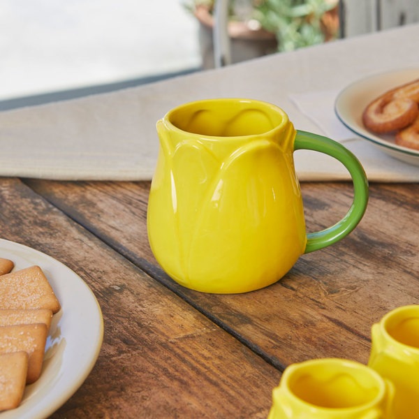 Balvi Mug Tulip Color amarillo Taza en forma de flor de tulipán Cerámica 400 ml