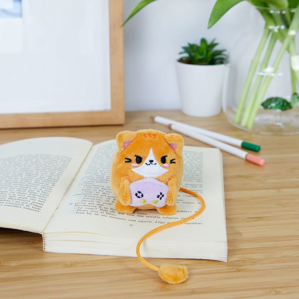 alvi Marcapáginas Fluffy Kawaii Gamer Color naranja Gato jugador de videojuegos Suave y esponjoso Po