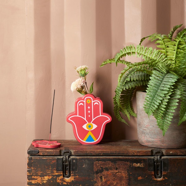 Balvi Portaincenso Lucky Hand Colore rosso La mano della fortuna Ceramica