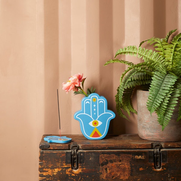 Balvi Portaincenso Lucky Hand Colore blu La mano della fortuna Ceramica