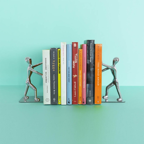 Balvi Buchstütze Shadow Verchromt Bestehend aus 2 Bücherstützen ZinkBÜCHER SICHER AUFBEWAHREN
