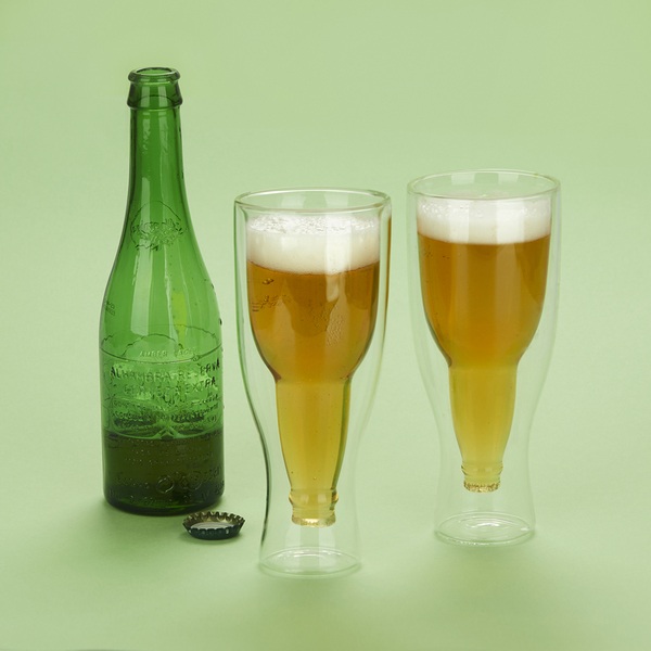 alvi Beer glass Gravity Set of two 250 mL glasses Double wall It keeps the cold Shaped bottle upside
