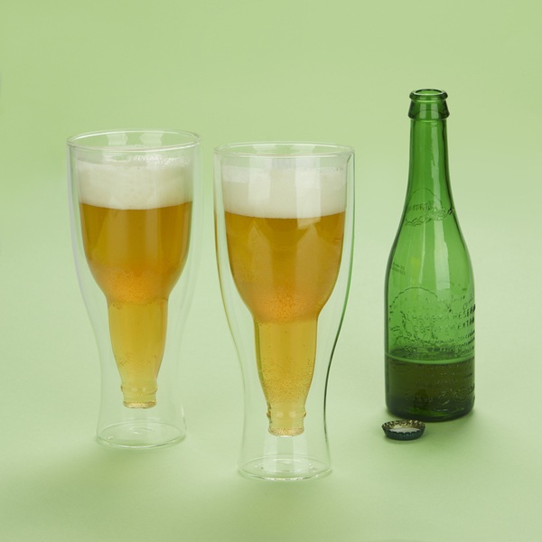 alvi Beer glass Gravity Set of two 400 mL glasses Double wall It keeps the cold Shaped bottle upside