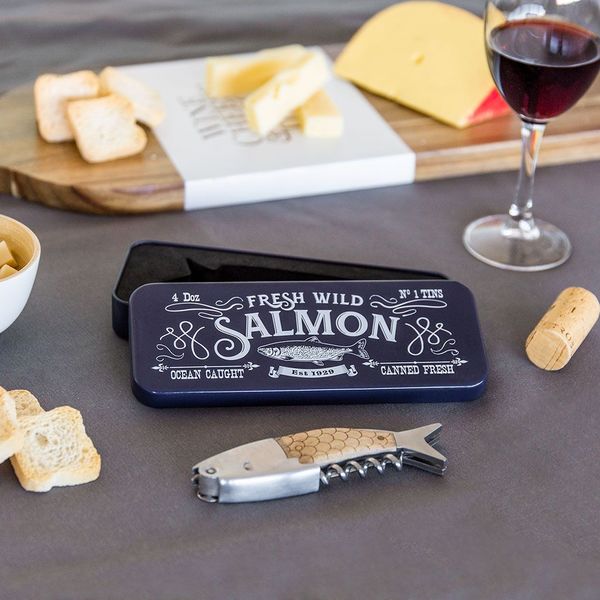 alvi Sacacorchos Wild Salmon Abrebotellas y herramienta multiusos Con caja metálica Acero/madera DIS