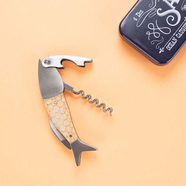 alvi Sacacorchos Wild Salmon Abrebotellas y herramienta multiusos Con caja metálica Acero/madera DIS