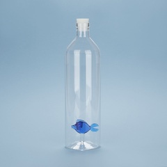alvi - Blue Fish Balvi Botella Blue Fish Con figura en forma de pez azul de vidrio en el interior Bo