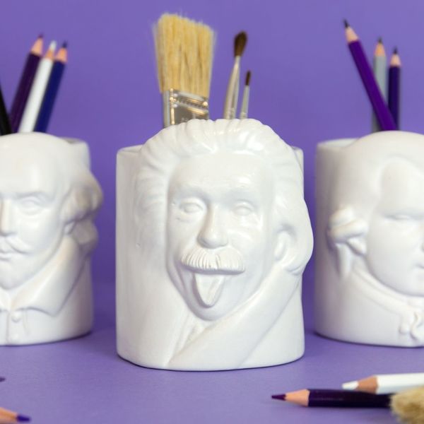 alvi Porta matite Einstein Colore bianco Portamatite da scrivania inspirato alla pittrice Einstein C