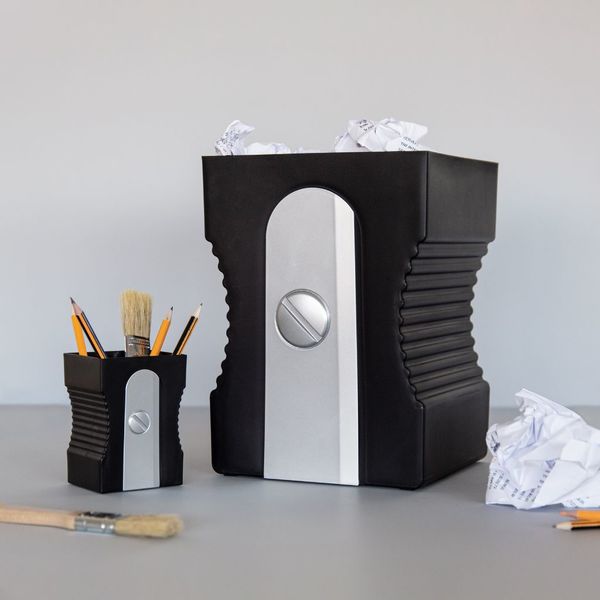 alvi Papelera Sharpener Color negro papelera de reciclaje Complemento ideal para tu zona de estudio