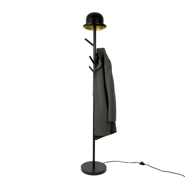 alvi Kleiderständer und Stehlampe Chapeau Farbe Schwarz Kleiderständer und Stehlampe in einem Modern