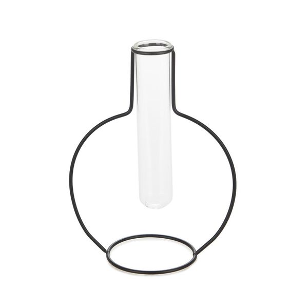 alvi Vase Round Silhouette Couleur noir Vase décoratif en verre et métal Vase original en forme de t