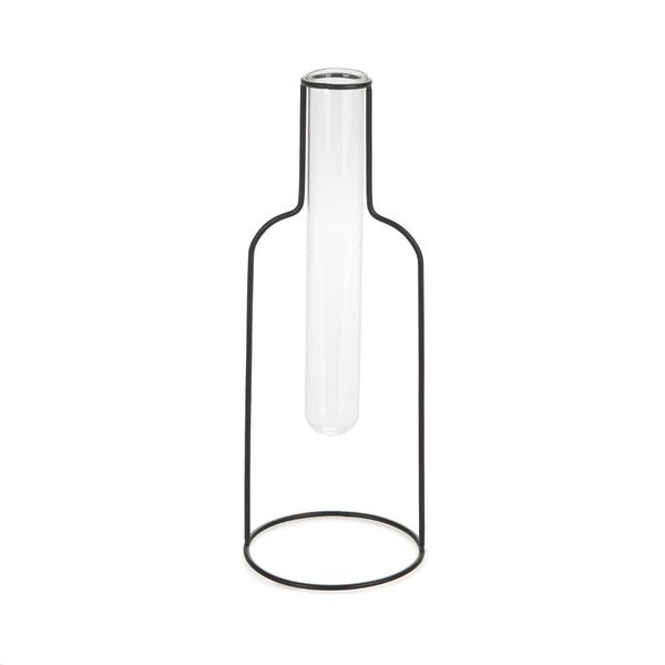 alvi Florero Bottle Silhouette Color negro Jarrón decorativo de vidrio y metal Florero original form