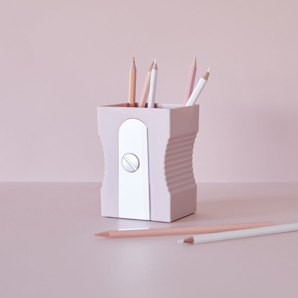 alvi Portalápices Sharpener Color rosa claro Bote para lápices original y divertido en forma de saca