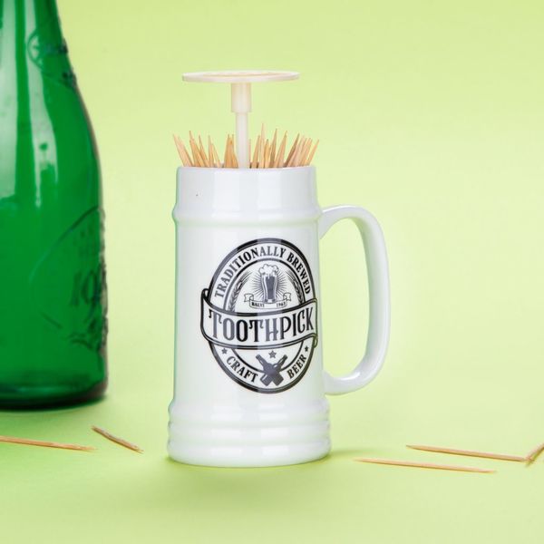alvi Palillero Pilsen Dispensador de palillos en forma de jarra de cerveza Cerámica/plástico/silicon