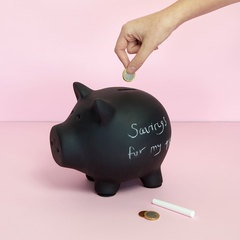 Balvi Salvadanaio Oink Bank Colore nero Personalizzabile e riutilizzabile Ceramica