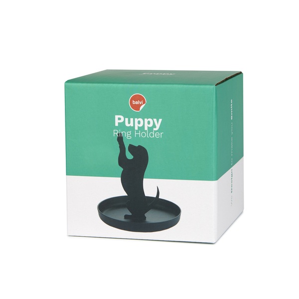 Balvi Ringhalter Puppy Farbe Schwarz Schmuckhalter in Form einer Hundesilhouette Metall