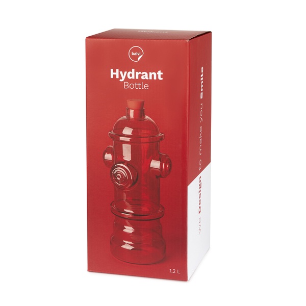 Balvi Botella Hydrant Color rojo Simula una boca de incendios Vidrio