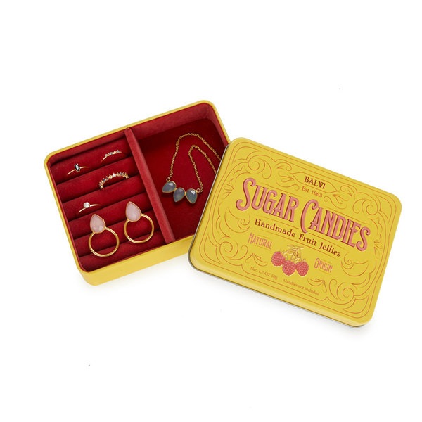 Balvi Caja joyero Sugar Candies Color amarillo Simula una caja de caramelos Lata/terciopelo