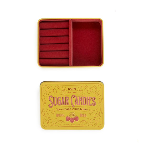 Balvi Caja joyero Sugar Candies Color amarillo Simula una caja de caramelos Lata/terciopelo