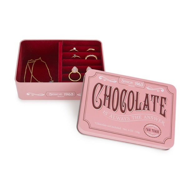 Balvi Schmuckschatulle Chocolate Farbe Rosa Eine Tafel Schokolade darstellend Blech/Samt