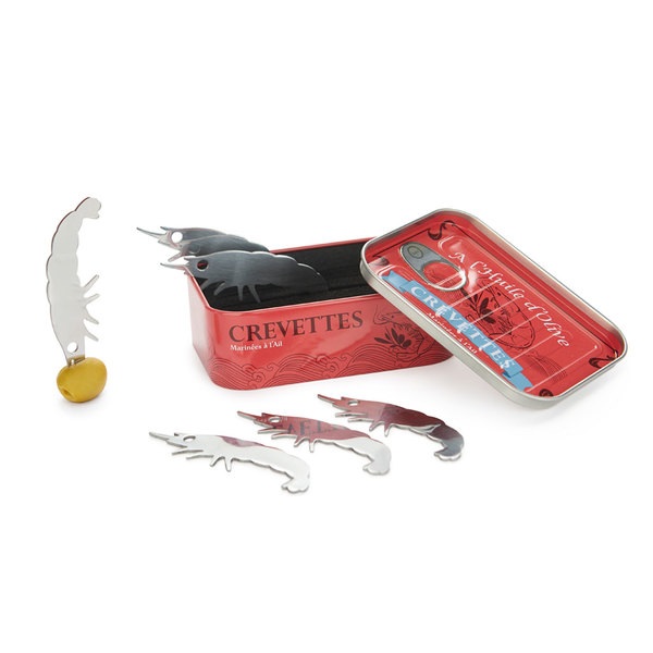 Balvi Tenedor aperitivo Conserverie Crevettes Diseño retro de conserva de gambas Lata/inox