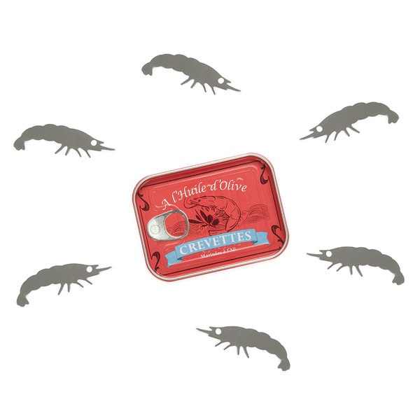 Balvi Tenedor aperitivo Conserverie Crevettes Diseño retro de conserva de gambas Lata/inox