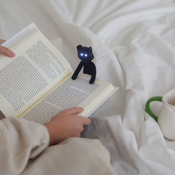 Balvi Leselampe Meow Farbe Schwarz Die Augen der Katzen dienen als Leuchten Silikon 24 cm
