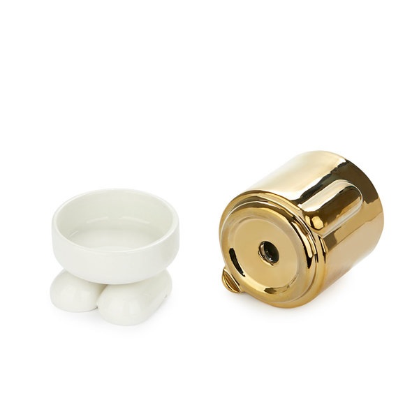 Balvi Mini maceta Mr Standy Gold Edition Color dorado Su parte inferior recoge el agua Cerámica