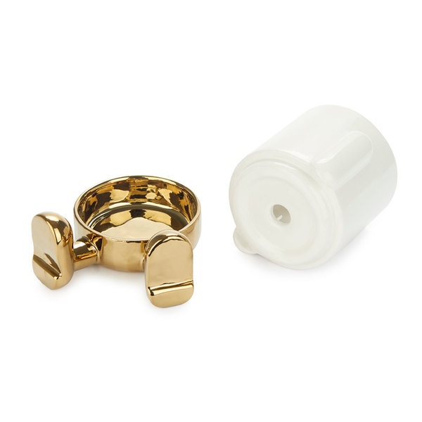 Balvi Mini maceta Mr Sitty Gold Edition Color dorado Su parte inferior recoge el agua Cerámica