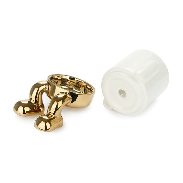 Balvi Mini maceta Mr Dangly Gold Edition Color dorado Su parte inferior recoge el agua Cerámica