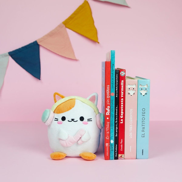 Balvi Buchstützen Kawaii Melody Farbe Weiß Katze mit Kopfhörern Polyester