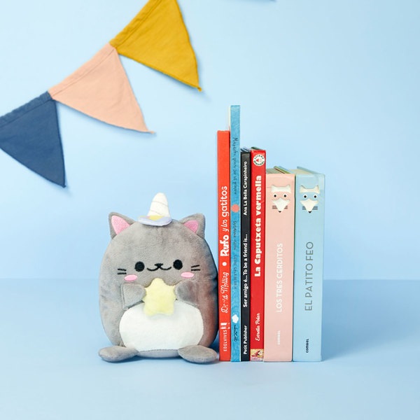 Balvi Buchstützen Kawaii Starry Farbe Grau Einhornkatze mit Stern Polyester