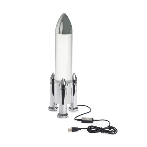 Balvi Lamp Rocket Silver colour Minimal and fun design to decorate USB cable 5V 1A Plastic