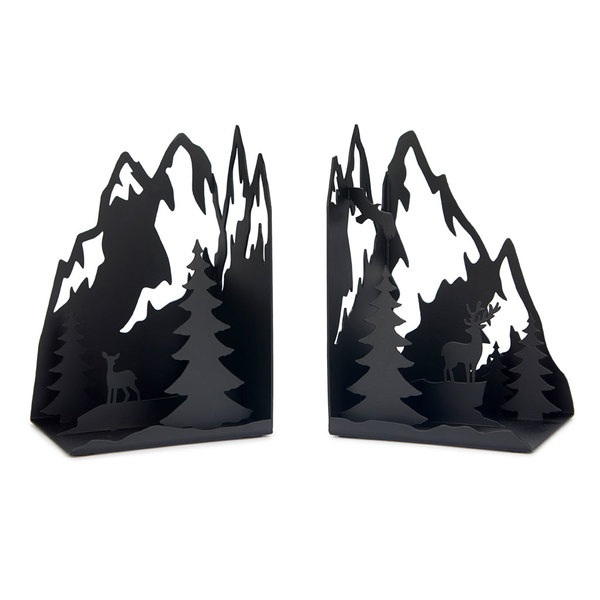 Balvi Sujetalibros Mountains Color negro Representa un paisaje de montaña Metal