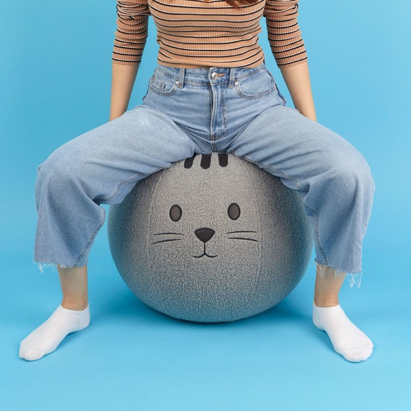 Balvi Pouf Kitty Couleur gris Siège supplémentaire pour toute occasion Polyester 45 cm
