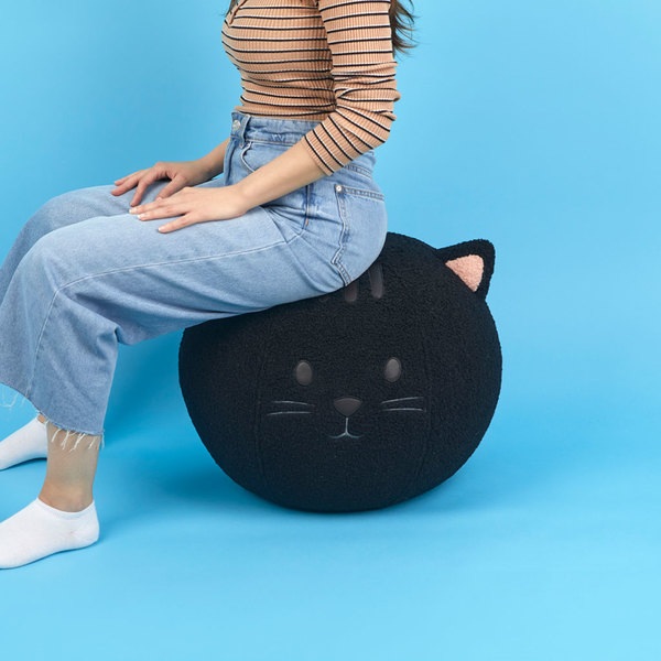 Balvi Puff Kitty Color negro Asiento adicional para cualquier ocasión Poliéster 45cm