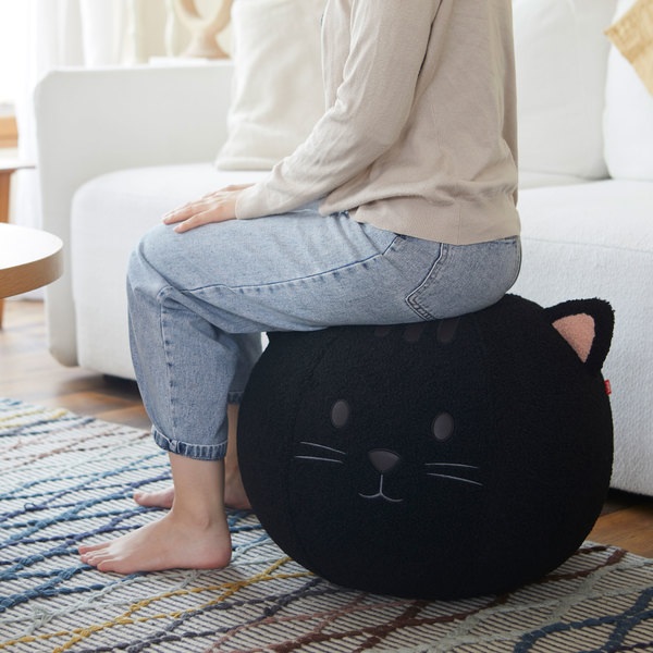 Balvi Puff Kitty Color negro Asiento adicional para cualquier ocasión Poliéster 45cm