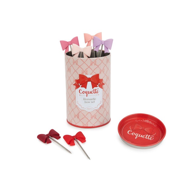 Balvi Tenedor aperitivo Coquette 6 pinchos con forma de lazos de color Inox/silicona