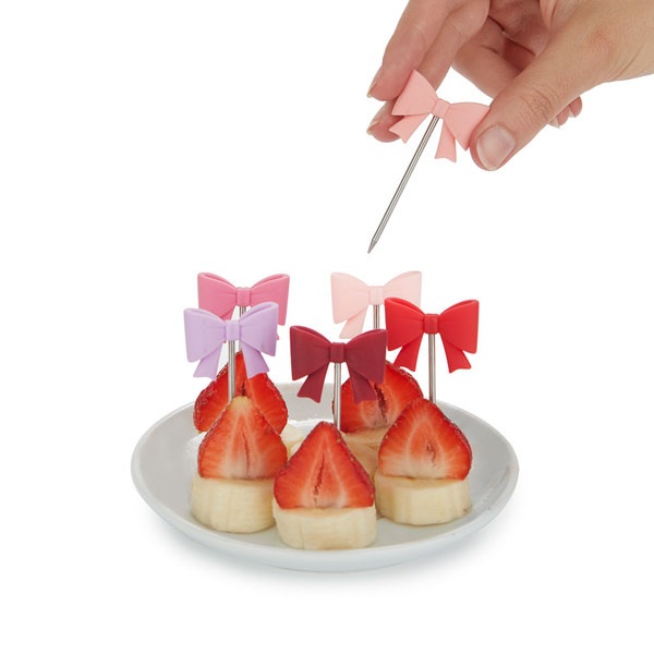 Balvi Tenedor aperitivo Coquette 6 pinchos con forma de lazos de color Inox/silicona