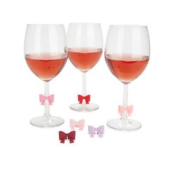 Balvi Trinkglasmarkierer Coquette 6 Markierer mit Schleifen in mehreren Farben Kunststoff/PVC