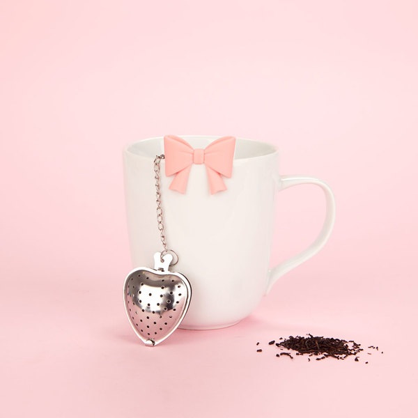 Balvi Infusor té Coquette Color rosa Con forma de lazo Inox/silicona